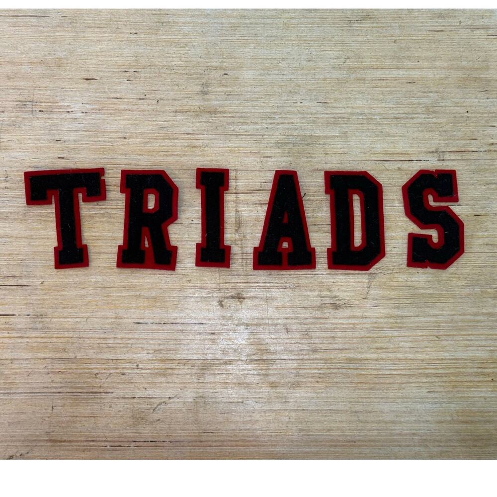 Lot of 6 Vintage Varsity Letters TRIADS 3" Letterman Patches Wool Red Black